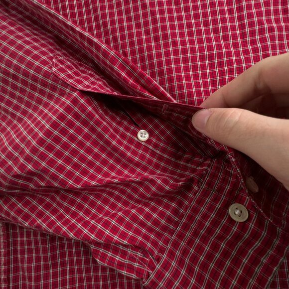 Ralph Lauren Cotton Long Sleeve Button Up Shirt Men Red Check Yarmouth 18 34/35 - Picture 11 of 13